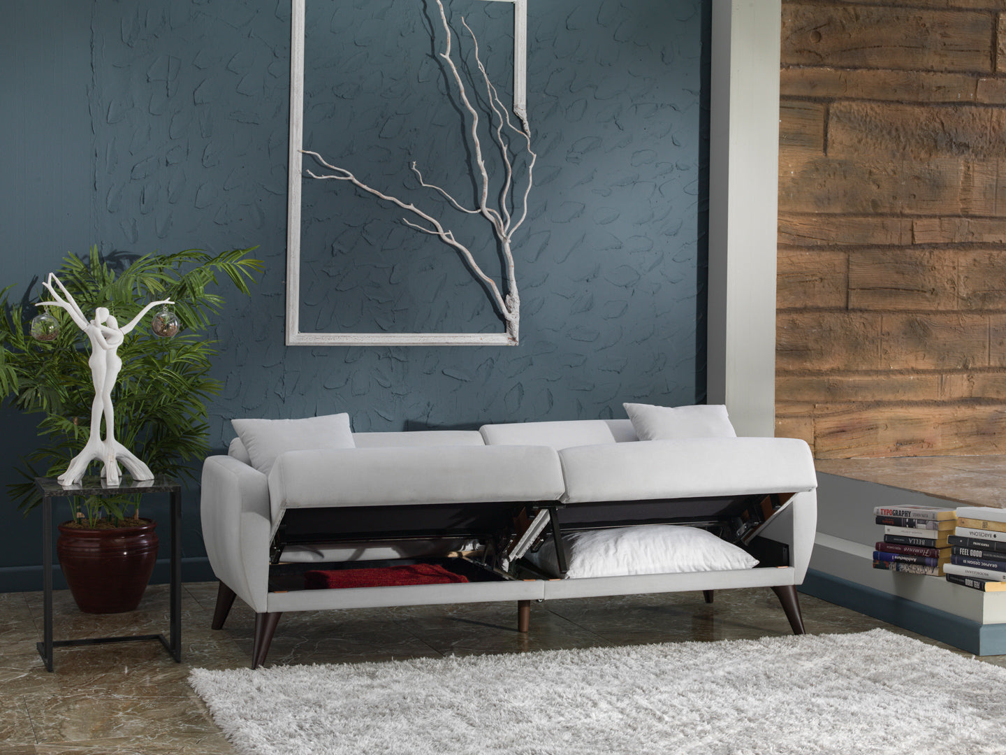 Lelana 78.75'' Sleeper Sofa with Storage Charcoal by Bellona